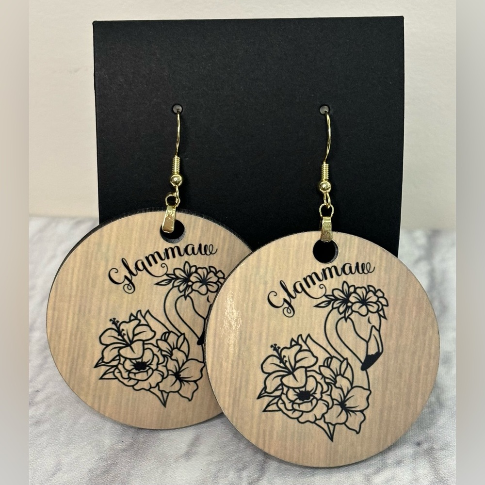 Flamingo Glamma Round Dangle Pierced Earrings New